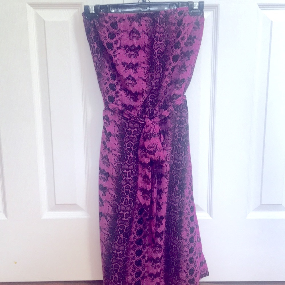 Nwot Purple & Black Python Print Strapless Dress - image 3